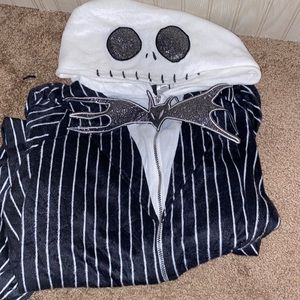 Jack Skeleton fleece adult pajama onesie